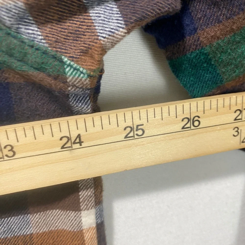 Levis Plaid Flannel Shirt Mens sz L Brown Blue Long Sleeve Button Up Western - Picture 8 of 9